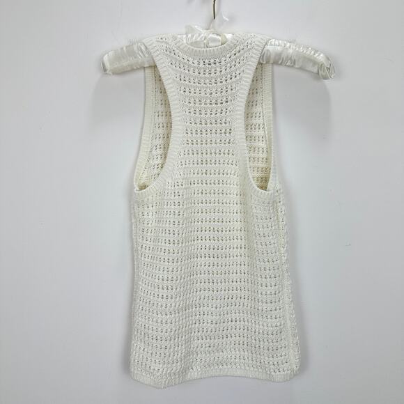 Madewell Crochet Knit Crewneck Sweater Tank Cotton Vest Bright Ivory XS NWT - Picture 13 of 13